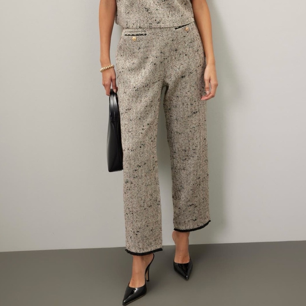 Ted Baker Black and Cream Herringbone Pants